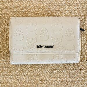 Betsey Johnson White Embossed Skull Crossbody